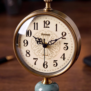 <b>Table</b> <b>Clock</b> Vintage Tabletop Mantel <b>Clock</b>, Antique Gold Tone Decorative Round Desk <b>Clock</b> with Ornate Dial for Home Office Living - Product Image 2