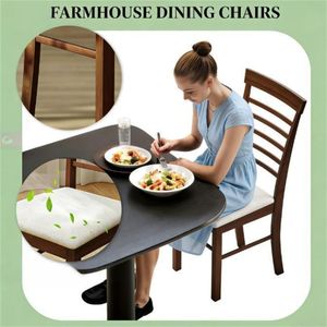 Set of Two Wooden Dining Chairs Dark Brown and Beige Kitchen Chairs - Product Image 4