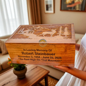 AYAANS Rosewood wooden Hand Carved Wooden Hot Selling cremation Urn <b>Box</b> for Adult Ashes Wholesale Cremation Urns (6X6X11)IN - Product Image 2