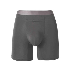 Calzoncillos bóxer de cintura media para hombre, de color sólido, transpirables, de algodón y spandex tejido. - Product Image 2