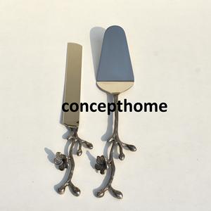 Juego de utensilios para servir pasteles personalizados, redondos, de acero inoxidable, ecológicos, hechos a mano, soporte para pasteles, cuchillo para plato de flores, etiquetado privado - Product Image 2