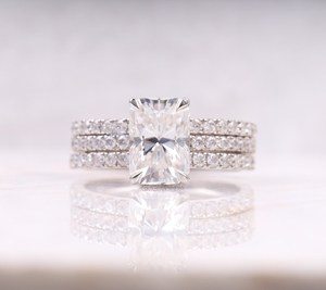 14K <b>Gold</b> Stackable Diamond <b>Ring</b> <b>Set</b> | D- VVS Moissanite Engagement <b>Ring</b> | Wedding-Anniversary <b>Ring</b> | Minimalist <b>Gold</b> Jewelry - Product Image 1