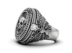 Anillo de Plata de Ley 925 con Calavera Memento Mori Oxidada en Negro - Product Image 3