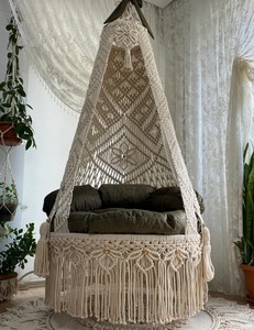 Fauteuil à bascule en macramé en coton. Balançoire en macramé, hamac en macramé, chaise à bascule - Product Image 2