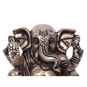 Sculpture en laiton faite à la main de 2 pouces petit seigneur Ganesha fabriquée en Inde - Product Image 2