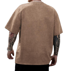T-shirt d'été pour homme, délavé à l'acide, vente en gros, logo de marque personnalisé, 100% coton, vierge, de luxe, t-shirts homme à épaules tombantes personnalisés - Product Image 2
