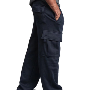Pantalones de Algodón Estilo Otoñal para Hombre, Pantalones Deportivos Azul Oscuro, Cintura Elástica, Múltiples Bolsillos, Corte Casual, Peso Medio - Product Image 1