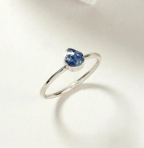 Stackable Raw Dyed Sapphire Gemstone Ring - Handmade Ring Jewelry - Silver Plated Rings - Product Image 1