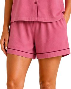 Customized Rose Pink Women Pajama Set Short Sleeve Button Down Nightwear Soft Breathable Summer Sleepwear Casual Lounge Set - Product Image 6
