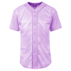 Maillot de baseball violet personnalisé unisexe en mesh respirant à boutons, vêtement de sport pour adulte à manches courtes et col en V - Product Image 1
