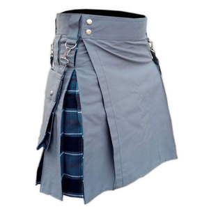 Kilt écossais moderne plissé en coton gris robuste, style Edzell Tartan, avec poches cargo, pour un look mode et authentique - Product Image 3