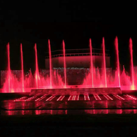 Fontaine musicale moderne DEWY, fontaine sèche extérieure en acier inoxydable, eau colorée, éclairage DMX512, contrôle programmable, garantie de 2 ans