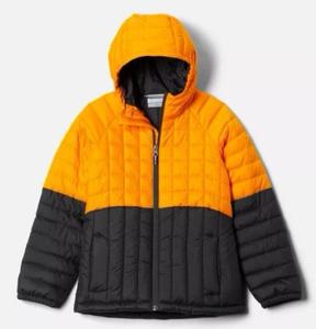 Chaqueta Acolchada con Capucha para Hombre, Diseño Color Block Naranja y Negro, Resistente al Viento, Relleno Grueso de Poliéster, Cierre de Cremallera, Estilo Casual de Invierno - Product Image 3