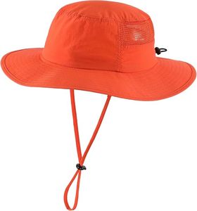 Chapeau Bob Unisexe en Nylon Respirant Style Safari Orange avec Broderie 3D et Sangle Réglable pour Adultes – Idéal pour l'Extérieur et l'Été - Product Image 1