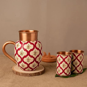 Jarra de Agua de Cobre Puro Martillado, Jarra para Bebidas Hecha a Mano, Vajilla Premium para el Hogar y Restaurantes, Apariencia Elegante - Product Image 3