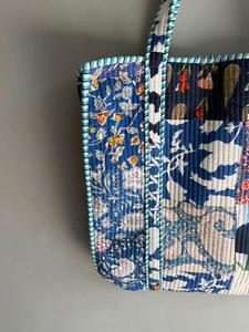 Sac fourre-tout en coton bohème à rayures, poignée souple, fermeture éclair, antivol, capacité 20-35L, usage quotidien, unisexe, cadeau - Product Image 2