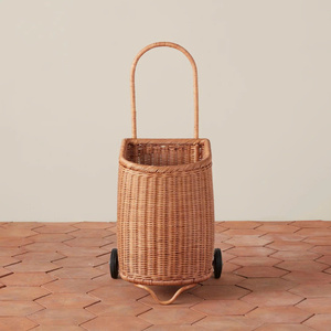 Poussette décorative en rotin pour poupées, chariot jouet pour chambre d'enfant, accessoire de décoration artisanal pour la maison, meubles pour enfants - Product Image 3
