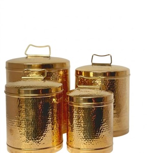 Luxury Gold Plated Metal <b>Kitchen</b> Canister Set Stainless Steel Airtight Food Storage Jar For Coffee Tea Sugar Modern Brushed Gold - Product Image 3