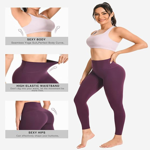 Ensemble de yoga 2 pièces pour femme : soutien-gorge croisé et leggings taille haute, couleur unie, sans couture, extensible dans les quatre sens, séchage rapide, Spandex/Nylon - Product Image 6