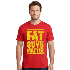 Camiseta Roja de Manga Corta para Hombre Fat Guys Matter, 100% Algodón, Cuello Redondo, Corte Jersey, Estilo Regular, Anti-UV, Transpirable - Product Image 2