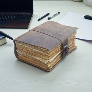 Rustic Leather Journal 400 Pages Sewing Binding Side <b>Lock</b> Soft Cover Gift - Product Image 5