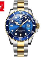 Montre à quartz pour homme avec lunette verte tendance, aiguilles lumineuses, étanche, style décontracté, montre de plongée pour homme