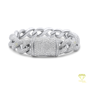 Bracelet chaîne cubaine de créateur mettant en valeur des pierres de laboratoire VVS de couleur D de qualité supérieure et un style hip-hop intemporel - Product Image 5