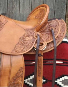 Selle en cuir occidentale très demandée, travail artisanal exquis, équipement d'équitation professionnel complet, qualité export premium, équipement équestre. - Product Image 4