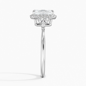 แหวน BOJ รุ่น 056 ทรง Emerald Cut เงินแท้ 925 ประดับเพชร Nadia Halo 2 กะรัต สี D ความสะอาด VVS1 มอยส์ซาไนต์ รับรองโดย GRA ราคาประหยัด แหวนแต่งงาน - Product Image 3