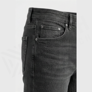 Jean en denim coupe droite délavé foncé pour homme, taille haute, coupe slim, en coton, style décontracté, pantalon d'automne - Product Image 5