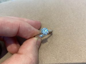 Authentic Round Cut Moissanite Solitaire Wedding <b>Ring</b> 10K White <b>Gold</b> Fine Engagement Anniversary Party Charms Jewelry - Product Image 3