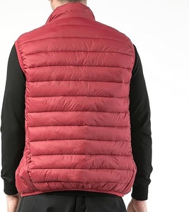 Plain Maroon Color Zip Sleeve Hooded Puffer Vest <b>Jacket</b> Thick Warm <b>Lightweight</b> Front <b>Rain</b> <b>Men</b> <b>Jackets</b> - Product Image 2