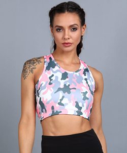 FITME SPORTS Soutien-gorge de sport pour femme, dos nageur, à carreaux unis, en maille, soutien moyen, respirant, Spandex/Nylon, pour la course et le fitness - Product Image 5