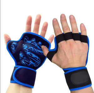 Gants de sport demi-doigts noirs avec bordure rose en néoprène, sangle de poignet réglable, unisexe, pour fitness et musculation - Product Image 2