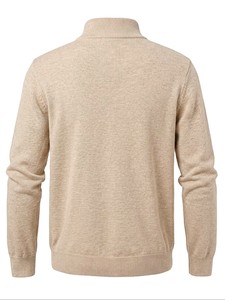 Cardigan décontracté pour homme à col montant et fermeture éclair, en tissu modal anti-boulochage, coupe classique légèrement extensible - Product Image 4