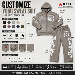 Conjunto Deportivo Personalizado de Felpa Gris, Sudadera con Capucha y Pantalones Deportivos con Cierre, Corte Holgado, Transpirable, 100% Algodón, para Adultos, Ropa de Otoño - Product Image 5