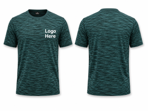 Camiseta de Manga Corta para Hombre, Verde a Rayas, de Secado Rápido, Corte Regular, con Logotipo Estampado en la Parte Delantera, Informal, de Poliéster Tejido - Product Image 1