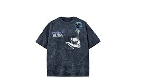 ผู้ผลิตเสื้อยืดผ้าฝ้าย OEM ทรงโอเวอร์ไซส์ ทรงบ็อกซี่ ฟิต วินเทจวอช ปักลายปะ  ขั้นต่ำ 10 ตัว - Product Image 3