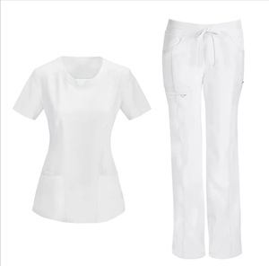 Tenues d'infirmières personnalisées pour femmes, ensembles de blouses médicales, tissu respirant et anti-humidité, extensible dans quatre directions, 5 poches au total - Product Image 3