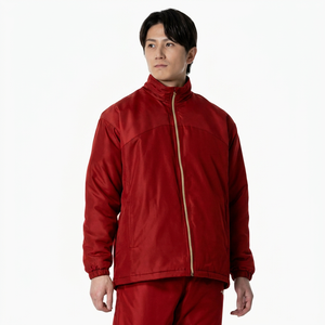 <b>Men's</b> Black Windproof <b>Long</b> Front Logo Full Zip Stand Collar Casual Autumn Coat Thick Polyester Fleece - Product Image 6