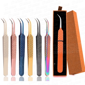 Amazing <b>Pointed</b> Tip Design Eyelash Tweezers with Card Box Packing Optimal Grip <b>Light</b> Weight Non Corrosive Beauty Tool - Product Image 1