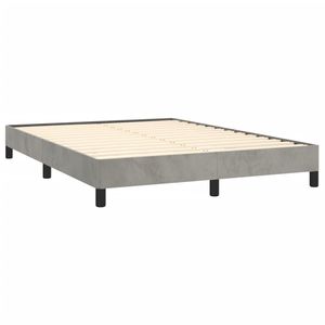 Cadre de lit en velours gris clair 53.9 "x 74.8" sans matelas-Style rembourré - Product Image 4