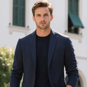 Chaqueta de Hombre K V INTERNATIONAL, Blazer Elegante para Negocios, Diseño Ajustado, Transpirable, Resistente al Viento, Cuello en V, Premium - Product Image 1