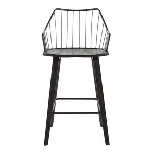 Tabouret de comptoir Winston Farmhouse en bois noir et métal, meubles de salle à manger - Product Image 5
