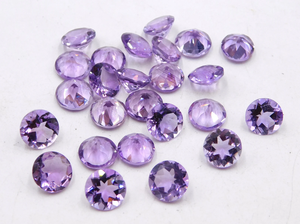Ametista brasileña natural facetada de la mejor calidad, redonda de 5x5 mm, piedra preciosa de cuarzo suelta para la fabricación de joyas - Product Image 3
