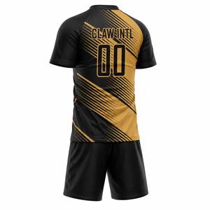 ชุดฟุตบอล Claw Intl สีดำทอง พิมพ์ลายแบบ Sublimated ระบายเหงื่อได้ดี สำหรับทุกเพศทุกวัย ทรงปกติ ผลิตจากโพลีเอสเตอร์ 100% ป้องกันรังสียูวี - Product Image 4
