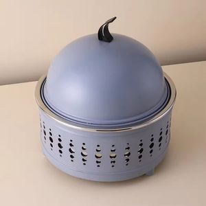 Modern White Tabletop Food <b>Warmer</b> with Dome Lid Laser Cut Moon Phase Design Stainless Steel Chafing Dish for Catering <b>Buffet</b> - Product Image 3