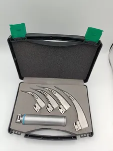 Set manual de laringoscopio convencional Mac con 4 hojas (12, 3, 4), mango mediano, de acero inoxidable alemán, set de laringoscopios Tegra, aprobado por CE - Product Image 4