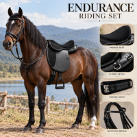 Ensemble de selle d'équitation d'endurance |   Selle de cheval synthétique anglaise avec bride, sangle et étriers pour l'équitation sur sentier et longue distance