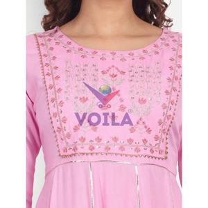 AARTI FASHION Salwar Suit tissé décontracté à silhouette ample, col bijou, respirant, taille élastique, simple, pour usage quotidien, longueur au sol - Product Image 1